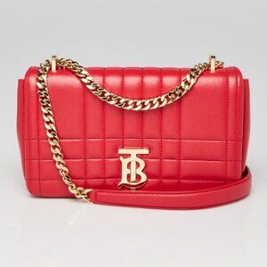 Burberry Red Quilted Leather Small Lola Flap Bag